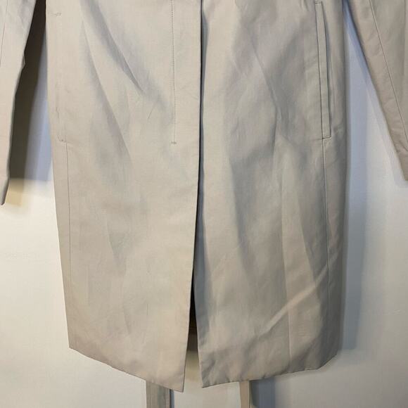 Loft Tan Long Button Up Lightweight Trench Coat Classic Work Size 4 - Picture 4 of 14